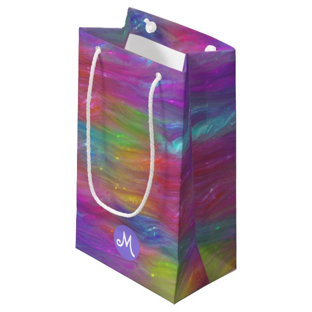 Melted Rainbow Glass Monogram Gift Bag (Front Angled)