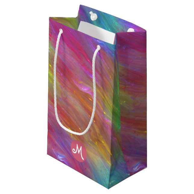 Melted Rainbow Glass Monogram Gift Bag (Front Angled)