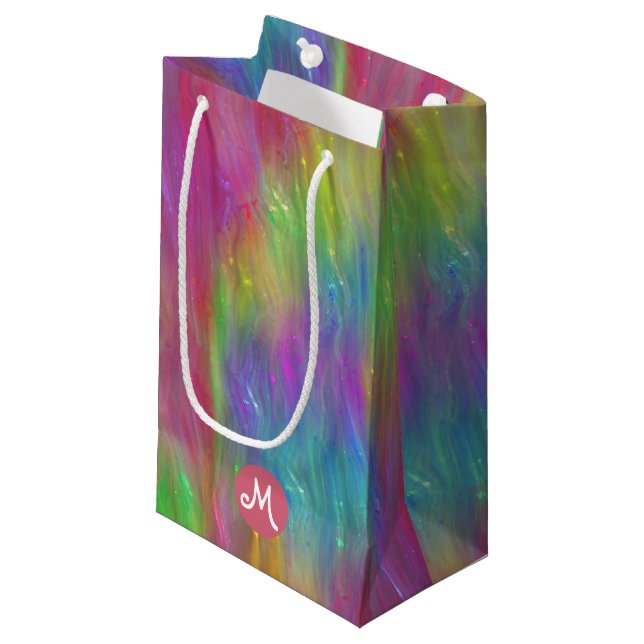 Melted Rainbow Glass Monogram Gift Bag (Front Angled)