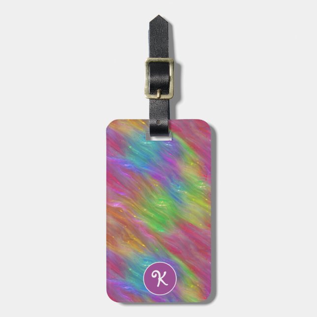 Melted Rainbow Glass Personalized Luggage Tag (Front Vertical)