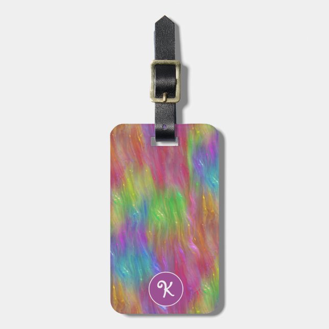 Melted Rainbow Glass Personalized Luggage Tag (Front Vertical)