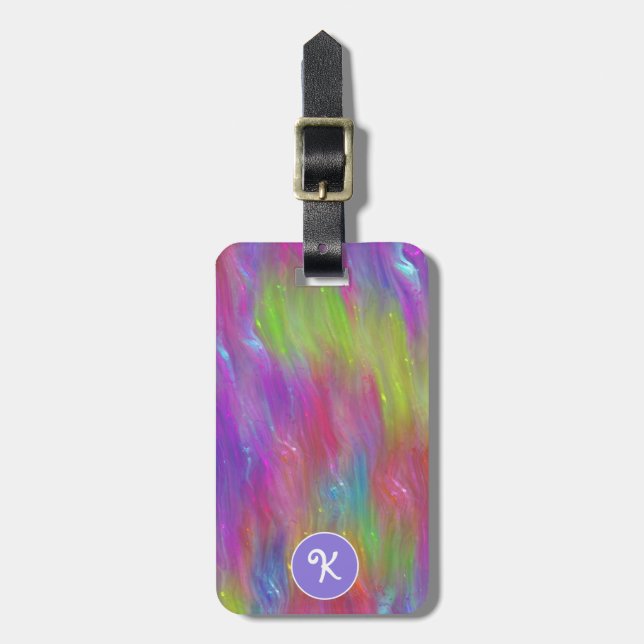 Melted Rainbow Glass Personalized Luggage Tag (Front Vertical)