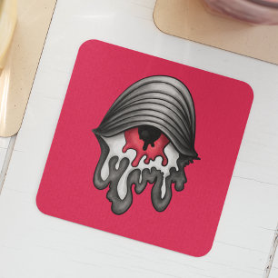Melted Red Eye: Surreal Horror Coaster