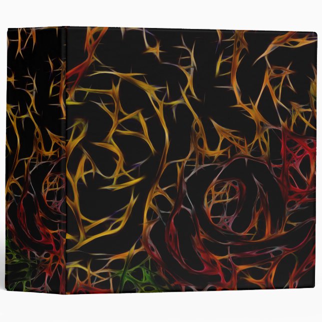 Melted Red Orange Green Black Abstract Light Fire Binder (Front/Spine)