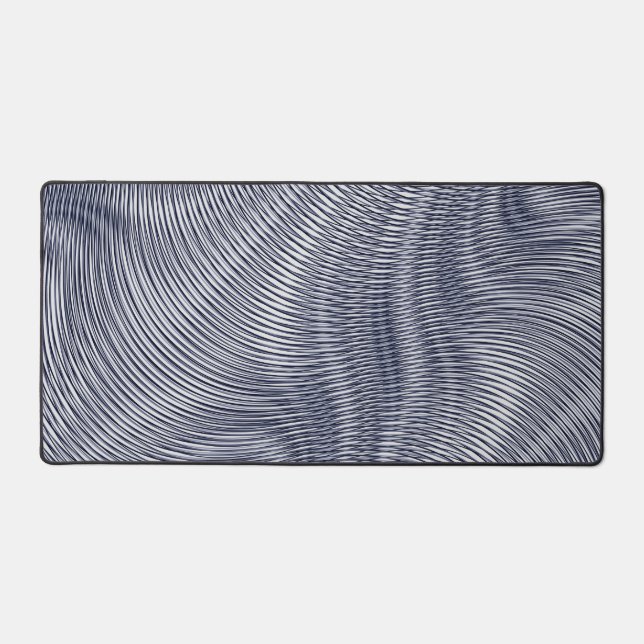 Melted Silver effect Moiré Stripes Trippy Abstract Desk Mat (Front)