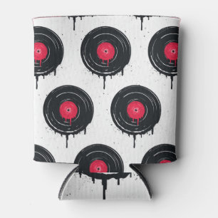 Melted vinyl records, artistic pattern. can cooler