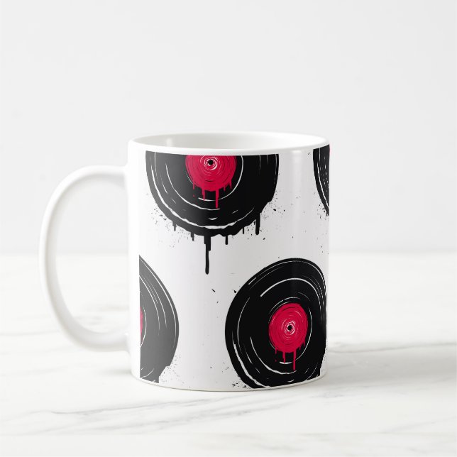 Melted vinyl records, artistic pattern. coffee mug (Left)