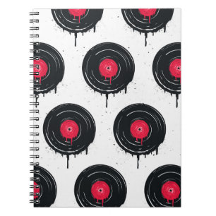 Melted vinyl records, artistic pattern. notebook