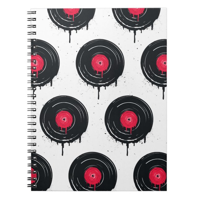 Melted vinyl records, artistic pattern. notebook (Front)