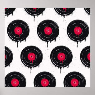 Melted vinyl records, artistic pattern. poster
