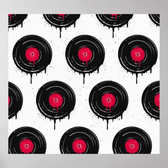 Melted vinyl records, artistic pattern. poster (Front)