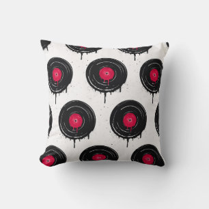 Melted vinyl records, artistic pattern. throw pillow