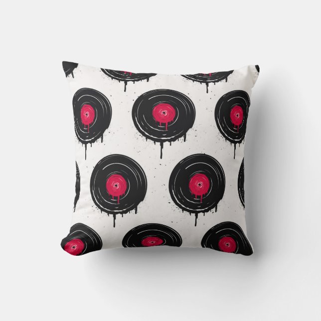 Melted vinyl records, artistic pattern. throw pillow (Front)