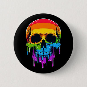 Melthing Rainbow Skull 2 Inch Round Button
