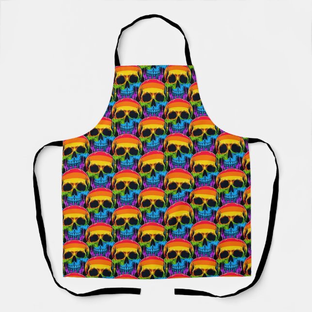 Melthing Rainbow Skull Apron (Front)