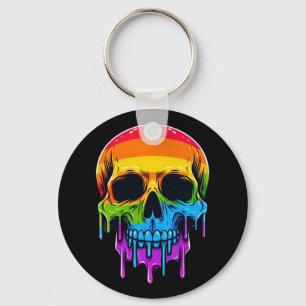Melthing Rainbow Skull Keychain