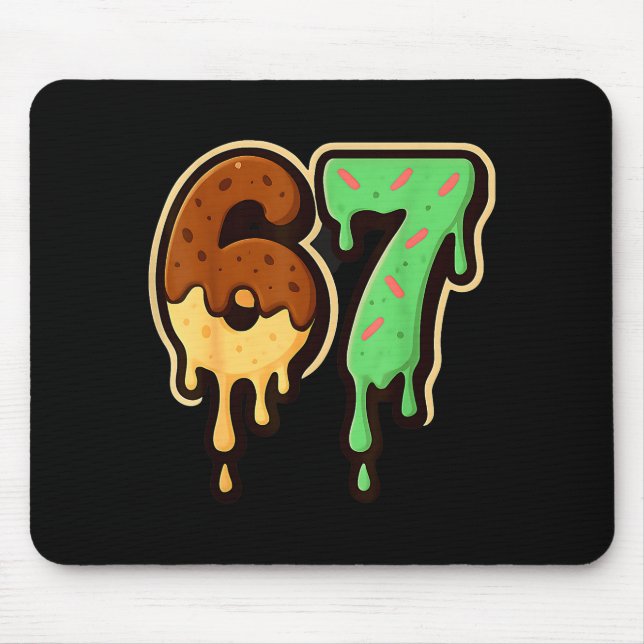 Melting 67 Dessert Style Ice Cream Drip Number Art Mouse Pad (Front)