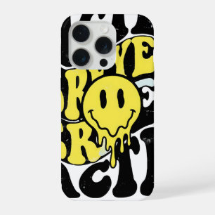 Melting Acid Smiley Face Psychedelic Liquid Typogr iPhone 15 Pro Case