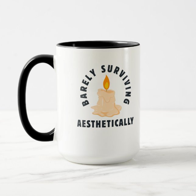 Melting Candle "Barely Surviving Aesthetically" Mug (Left)