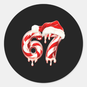 Melting Candy Cane 67 Christmas Design, Santa Hat  Classic Round Sticker
