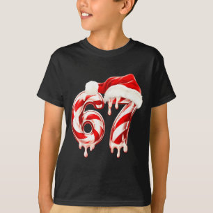 Melting Candy Cane 67 Christmas Design, Santa Hat T-Shirt