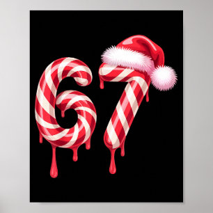 Melting Candy Cane 67 Christmas, Santa Hat Holiday Poster