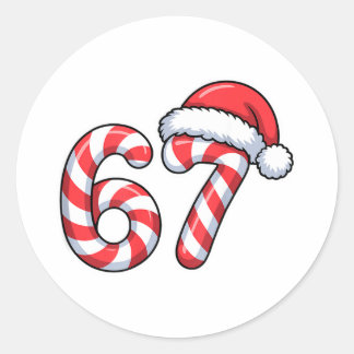 Melting Candy Cane 6 7 Ice Drip Meme 6 7 Costume C Classic Round Sticker