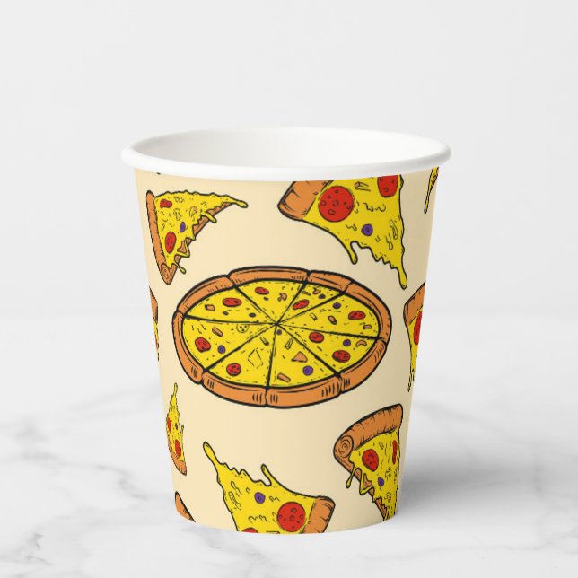 Melting Cheese Pizza Pattern Paper Cups (Front)