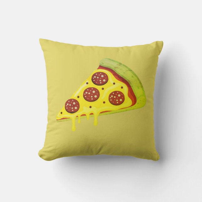 Melting Cheesy Pepperoni Pizza Slice Throw Pillow (Front)
