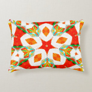 Melting colorful symmetrical pattern, ceramic tile accent pillow