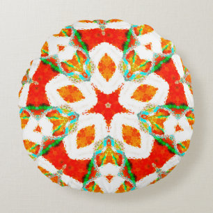 Melting colourful symmetrical pattern, ceramic til round pillow