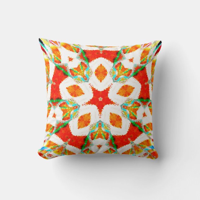 Melting colourful symmetrical pattern, ceramic til throw pillow (Front)