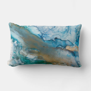 Melting Glacier Alcohol Ink Abstract Painting Lumbar Pillow
