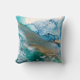 Melting Glacier Alcohol Ink Painting Throw Pillow