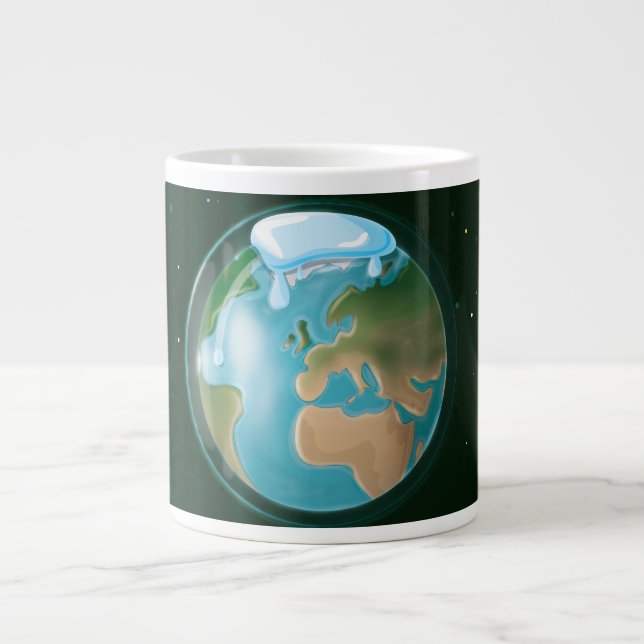 Melting Ice Caps Of Planet Earth. Large Coffee Mug (Front)