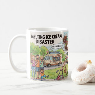 Melting Ice Cream Disaster Funny Cartoon Mug
