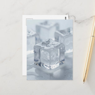 Melting ice cubes macro photography postcard