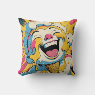 Melting Joy – Ice Cream Pop Art Explosion Throw Pillow