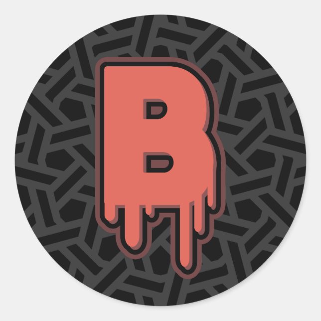 Melting Letter B – Custom Name Birthday Gift Classic Round Sticker (Front)