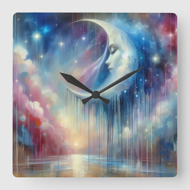 Melting Moonlight- Pastel Sky Wall Clock (Front)