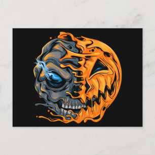 Melting Pumpkin Skull Postcard