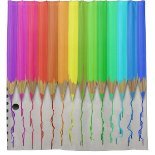 Melting Rainbow Pencils Shower Curtain