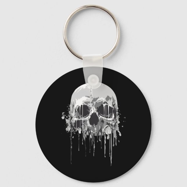 Melting Skeleton Dripping Scary Skull Halloween Co Keychain (Front)
