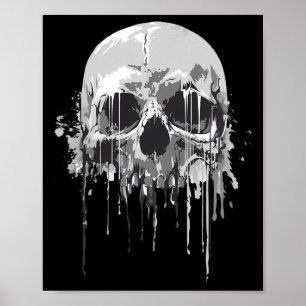 Melting Skeleton Dripping Scary Skull Halloween Co Poster