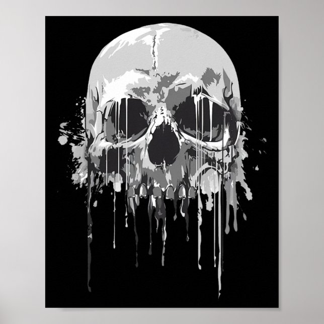 Melting Skeleton Dripping Scary Skull Halloween Co Poster (Front)