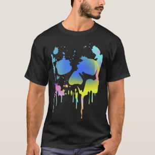 Melting Skull Rainbow Graphic Halloween T-Shirt