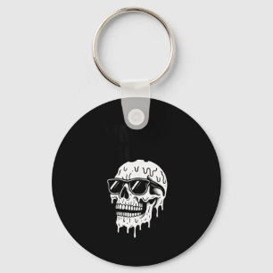 Melting skull sunglasses funny summer heatwave keychain