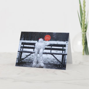 Melting snowman holiday card