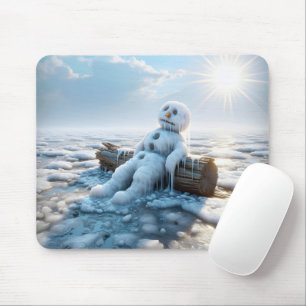 Melting Snowman On Ice Mouse Pad