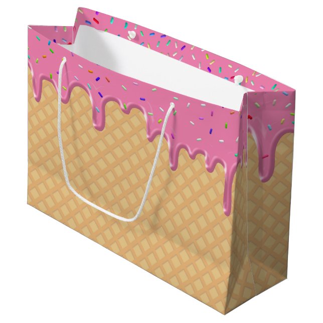 melting strawberry ice cream party large gift bag (Front Angled)